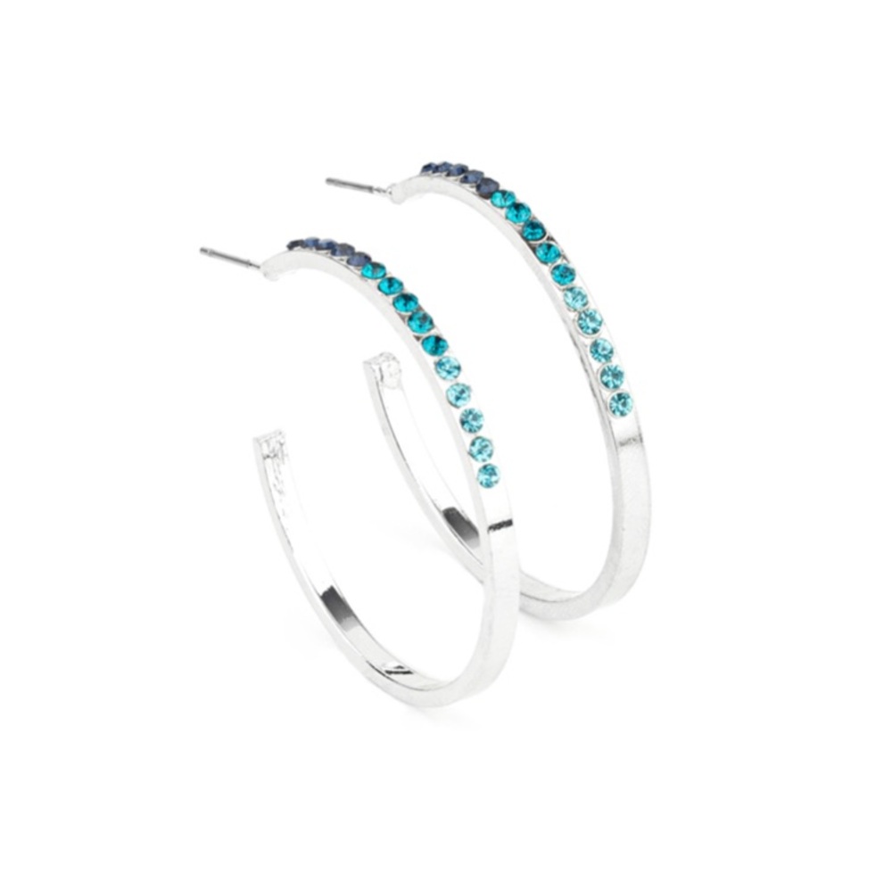 Elegant Silver and Blue Hoop Earrings